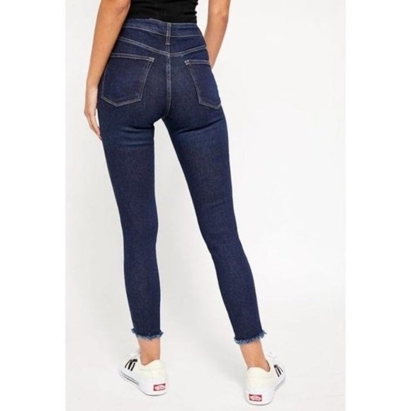 Free People High Rise Skinny Jean Size 26 Raw hem Jegging Dark Wash - Picture 3 of 14